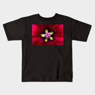 Deep into a red malva, macro photo of the stamens and pistils Kids T-Shirt